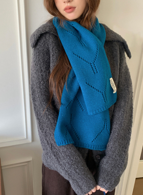 Carrier 韩国代购50%绵羊毛镂空纽扣披肩围脖两用多功能外搭围巾