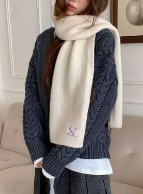 Carrier 韩国eret糖果色茉莉针织纯色围巾女冬保暖情侣款百搭围脖