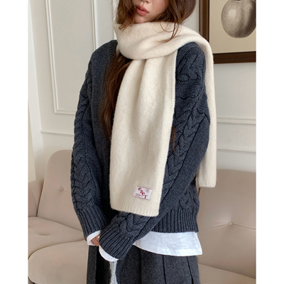 Carrier 韩国eret糖果色茉莉针织纯色围巾女冬保暖情侣款百搭围脖