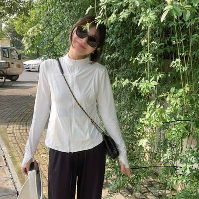 露思同款～夏季修身款防晒衣女防紫外线外套冰感小蛮腰防晒服无帽