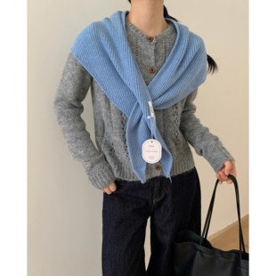 Carrier 韩国简约设计针织披肩围巾一体多功能包头叠穿搭配三角巾