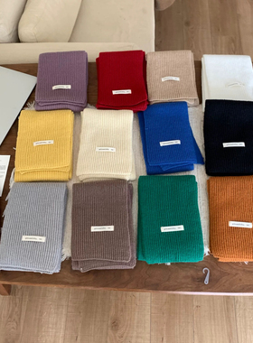 Carrier 小鸡黄韩系小众设计款针织围巾简约竖条百搭毛线保暖围脖