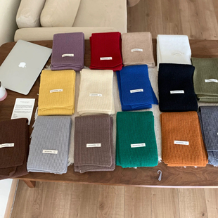 Carrier 小鸡黄韩系小众设计款针织围巾简约竖条百搭毛线保暖围脖