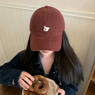 特调显白酒红色～韩国100%纯棉棒球帽显白情侣显脸小遮阳百搭帽子