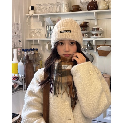 Carrier 澳洲100%绵羊毛格子围巾情侣冬季保暖柔软亲肤学生围脖潮