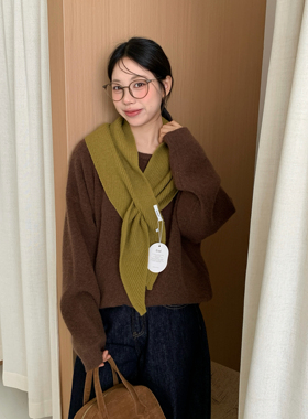 Carrier 韩国简约设计针织披肩围巾一体多功能包头叠穿搭配三角巾