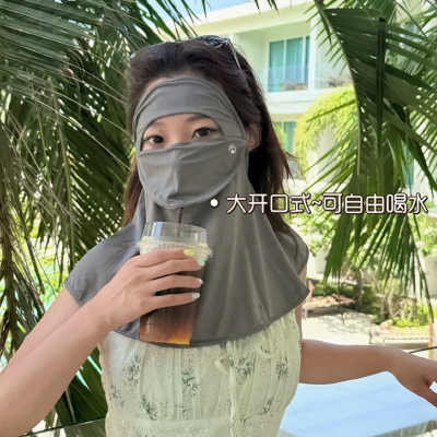 实用性款～可以掀开喝水吃东西的脸基尼防晒面罩加大护脸女生百搭