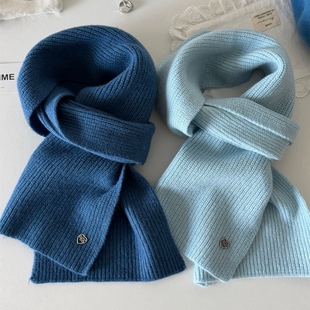 Carrier Egg新品100%绵羊毛元宝针织围巾女冬季保暖情侣百搭围脖