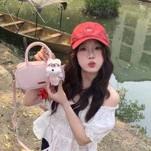 显白复古红～韩国百分号简约棒球帽100%纯棉百搭休闲大头围鸭舌帽