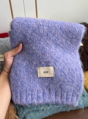 Carrier Ggg韩版混色软糯糯羊毛围巾氛围感薰衣草紫保暖显白围脖