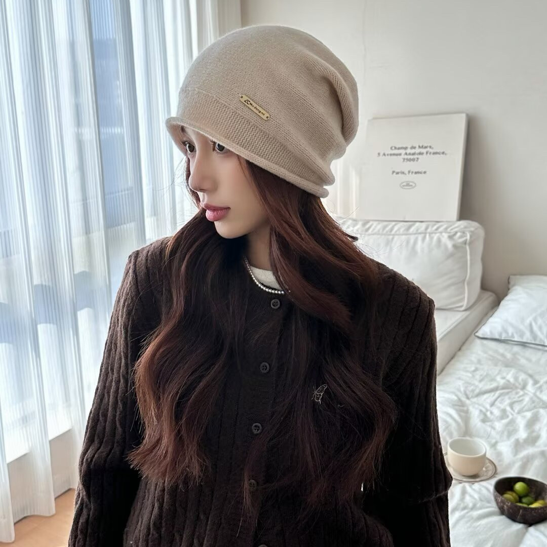 堆堆帽～韩国轻奢100%绵羊毛贴边情侣款百搭休闲显脸小帽子氛围感