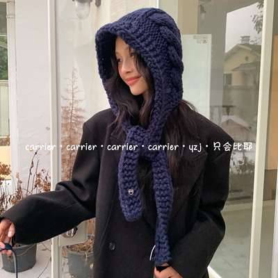 Carrier 出口韩国～手工编织工艺eret拉法帽女生冬季保暖搭配围脖