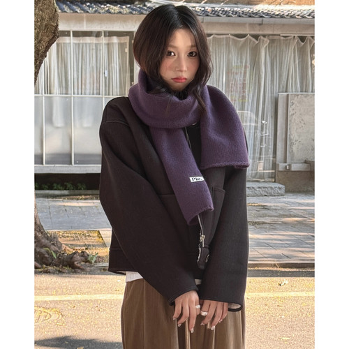 Carrier 韩国pie.针织锁边高级感羊毛围巾情侣冬季保暖糖果色围脖