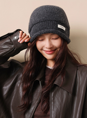 Carrier 韩国轻奢卷边100%绵羊毛毛线帽情侣秋冬百搭送礼保暖帽子