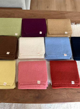 Carrier 韩国东大门围巾梅子粉纯色冬季百搭多色软糯围脖加厚女生