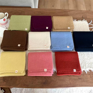 Carrier 韩国东大门围巾梅子粉纯色冬季百搭多色软糯围脖加厚女生