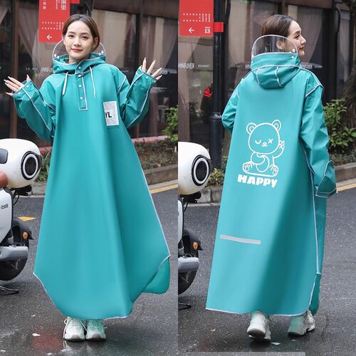 雨衣电动车女式长款人车分离雨披