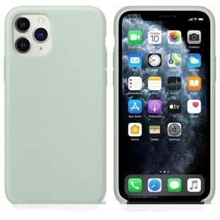 适用于苹果11液态硅胶手机壳全包淡青绿iphone11promax石榴红色