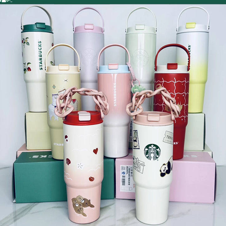 适配starbucks/星巴克大容量水杯不锈钢保温杯随行吸管杯盖通配件图片