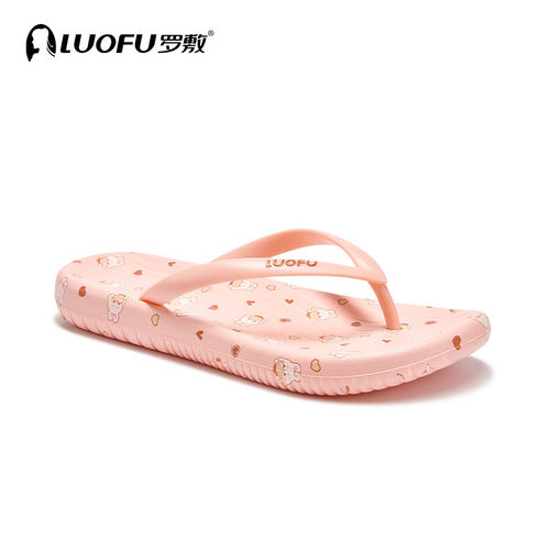 罗敷LUOFU人字拖女防滑外穿夹脚夏季时尚外出可爱卡通平底凉拖鞋