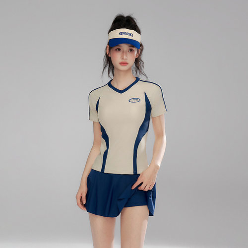 2024新款运动泳衣女保守遮肚显瘦韩国ins平角两件套泡温泉游泳装