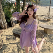 泡温泉泳装 游泳衣女士连体2025新款 保守遮肉显瘦大胸性感胖MM大码