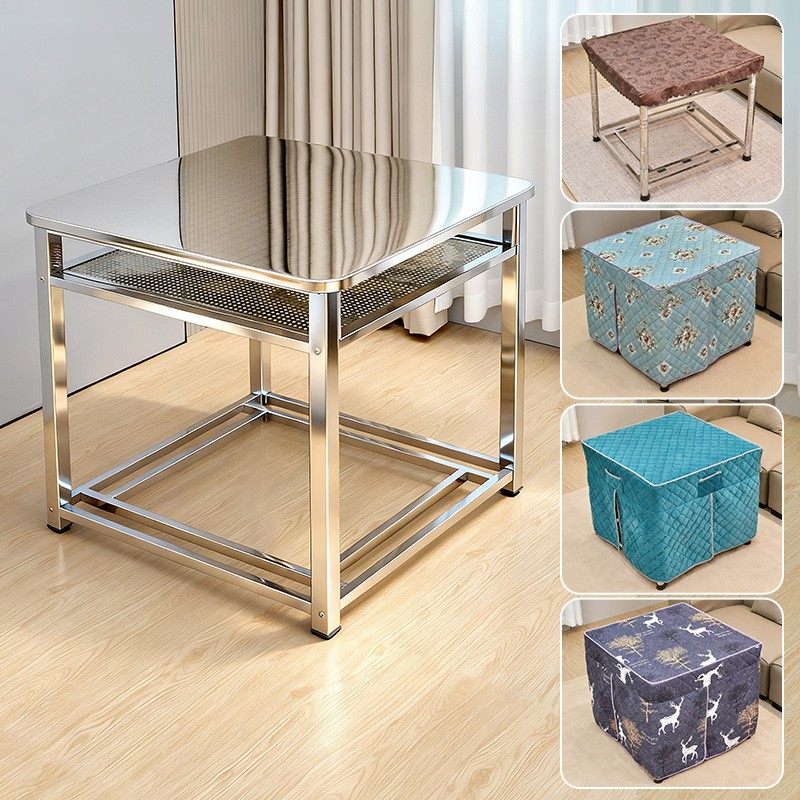 不锈钢方桌加厚加粗材质双层桌子正方形烤火桌吃饭桌八仙桌扑克牌,住宅家具,不锈钢/PVC餐桌,淘宝优惠券,粉丝福利购,淘宝优惠卷