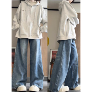 宽松韩系慵懒拉链卫衣bm加厚百搭开衫 外套女连帽春秋新款 开衫 爆款