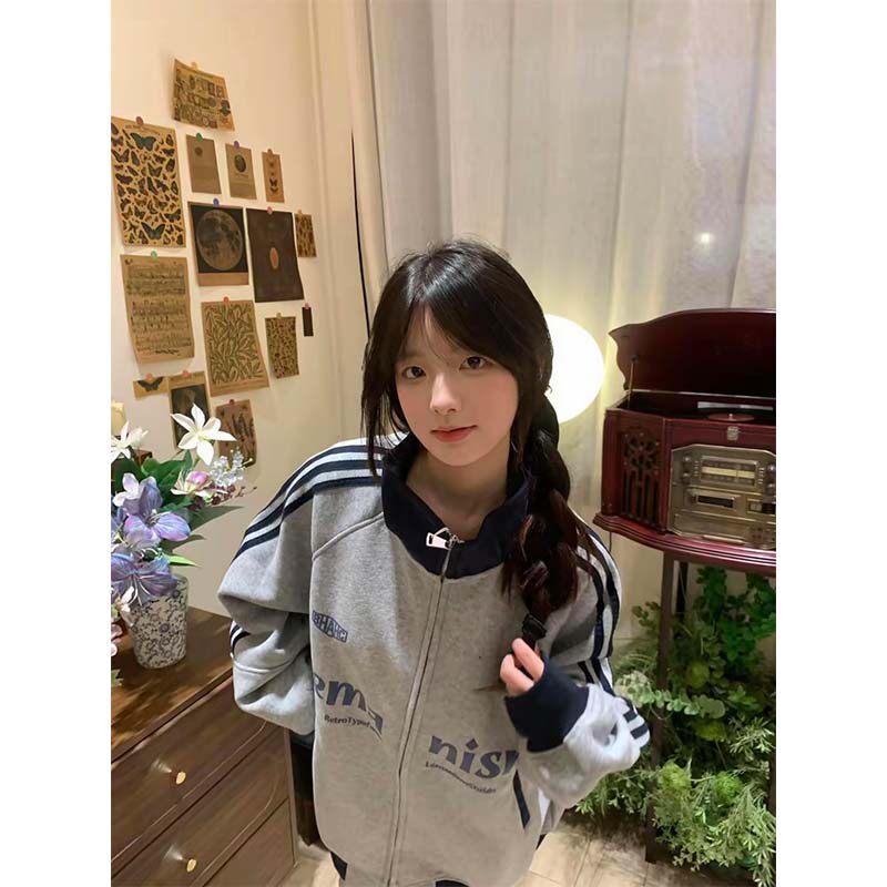 小众慵懒风日系卫衣女春秋季大码显瘦百搭复古宽松学院风外套上衣
