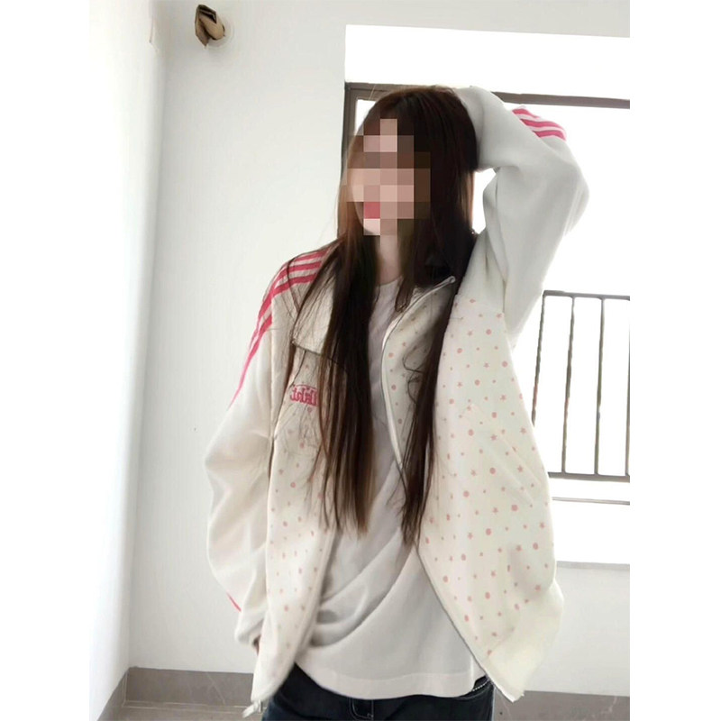 时尚卫衣外套女生春秋季满印大码校园风温柔新款休闲百搭潮流开衫
