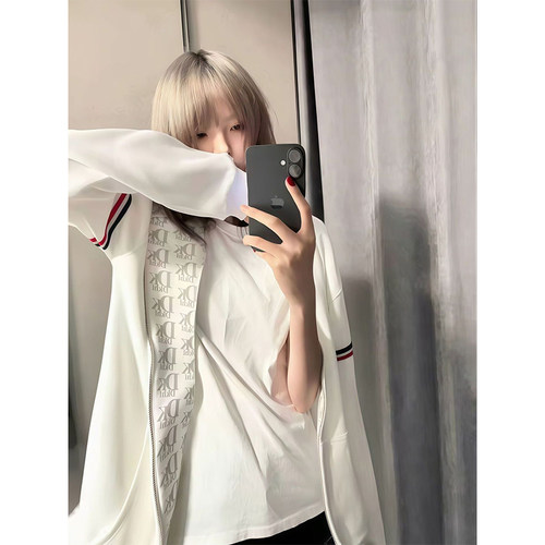 多巴胺chic连帽女装美式秋季双袖织带字母印花学院风简约百搭卫衣