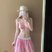 aystudio慵懒感度假比基尼性感纯欲长袖 防晒温泉泳衣女 长裤