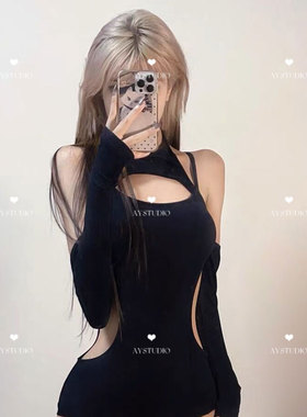 aystudio泳衣女三角连体性感高级感休闲纯色遮肚显瘦度假泡温泉