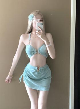 AYSTUDIO泳衣女2025新款分体比基尼纯欲风保守显瘦小胸聚拢泡温泉