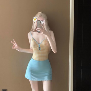 高级感显瘦海岛度假温泉 连体裙式 AYSTUDIO新款 多巴胺甜美泳衣女款