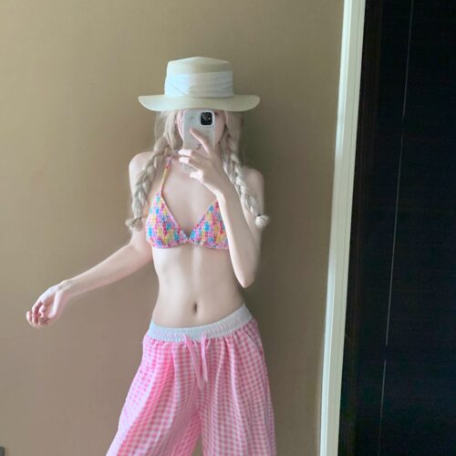 小清新碎花温泉比基尼性感纯欲风