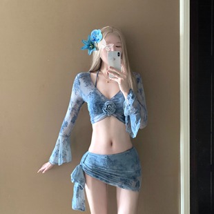 AYSTUDIO2025新款分体泳衣女夏高级感纯欲风辣妹挂脖保守度假温泉