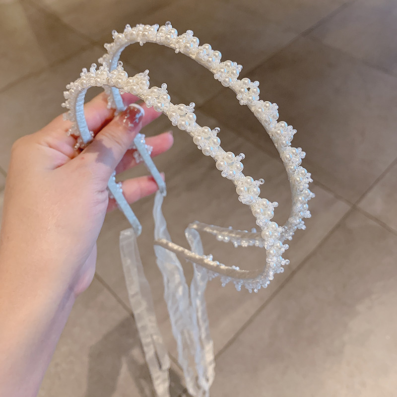 清仓复古珍珠发箍女绑发飘带超仙发带百搭外出网红发卡头箍发捆