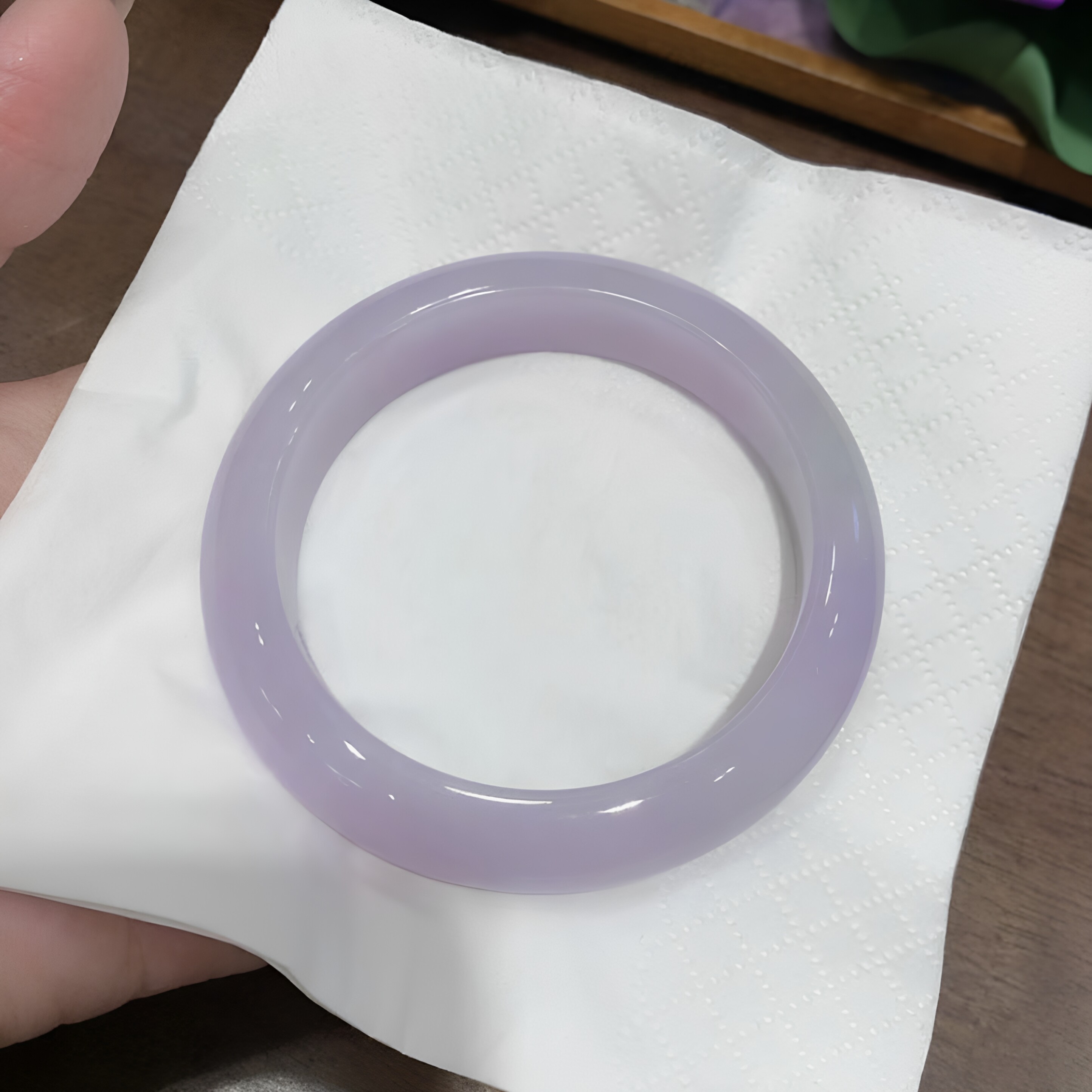 玉长情【寻雪沐柔】缅甸高端翡翠冰种紫罗兰玉手镯子正品真玉处理