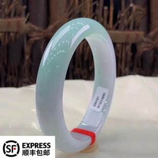 玉长情缅甸翡翠手镯白底纯色真玉正品冰透宽版贵妃女玉手镯子饰品