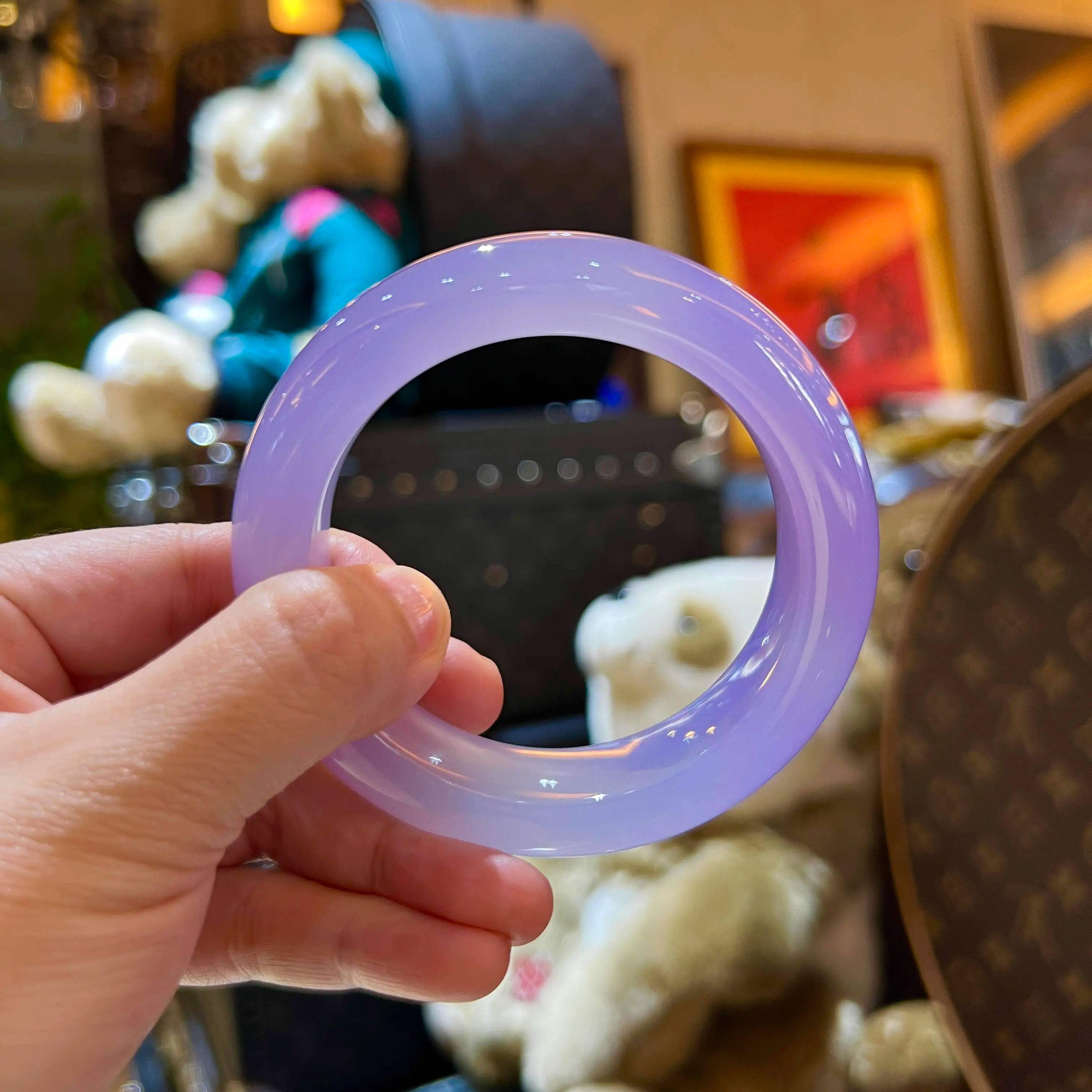 玉长情缅甸翡翠玉髓平替玉石英岩手镯子女款紫罗兰冰透高冰种饰品