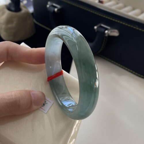 玉长情【南柯一梦】缅甸高端翡翠冰种油青飘花玉手镯正品真玉处理