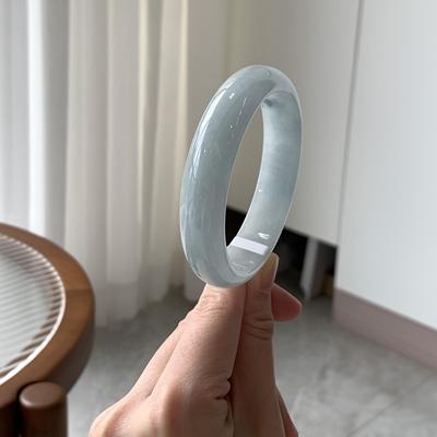 玉长情缅甸翡翠手镯冰糯种纯色正圈真玉正品冰透玉手镯子女友送礼