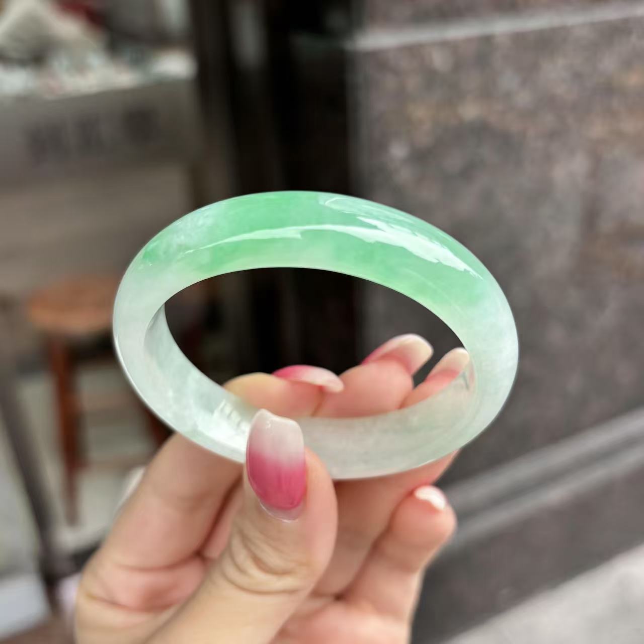 玉长情【清碧衔禧】高端玉石缅甸翡翠糯冰种甜绿飘花女款贵妃处理