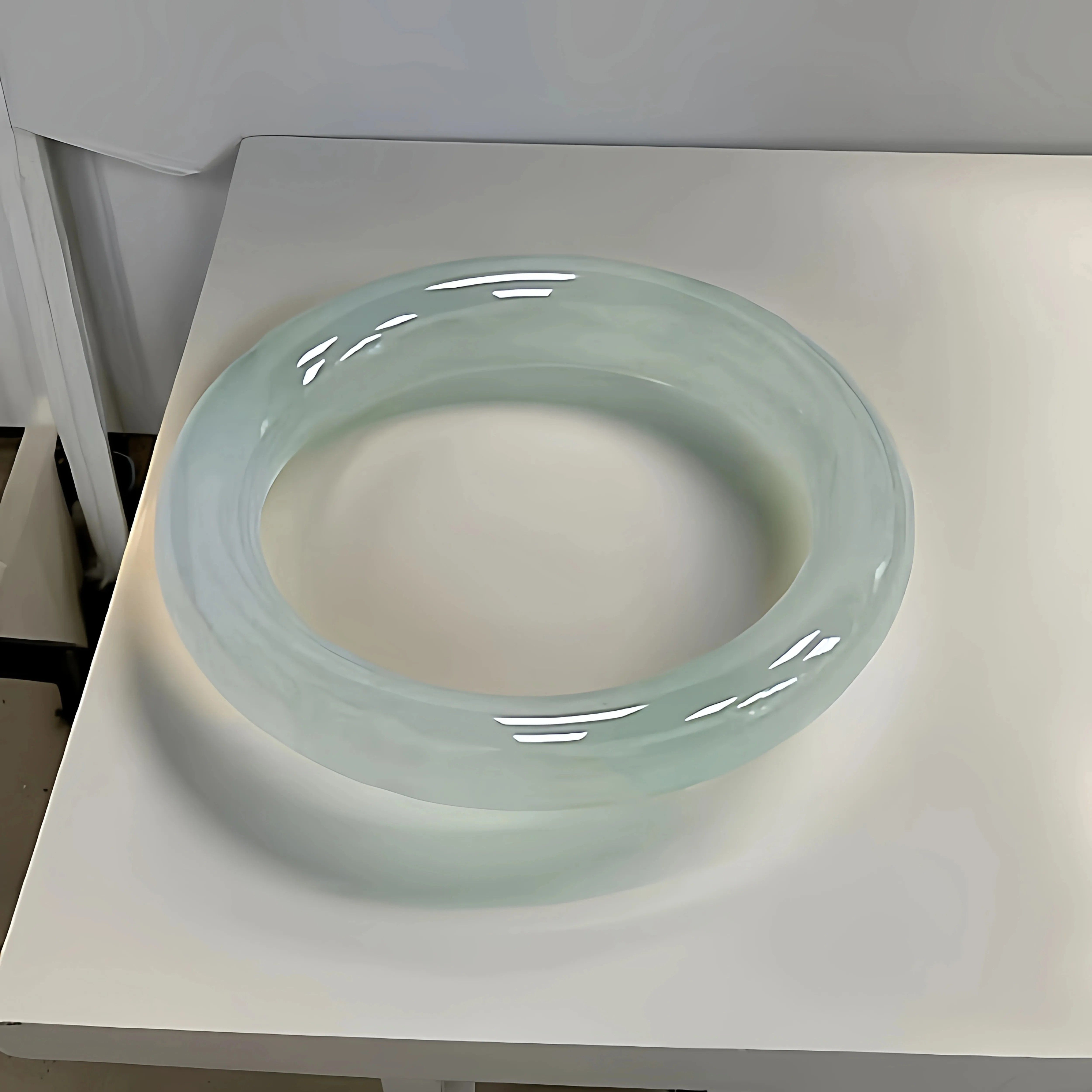玉长情【林间雾涧】高端缅甸翡翠冰种纯色飘花玉手镯正品真玉处理