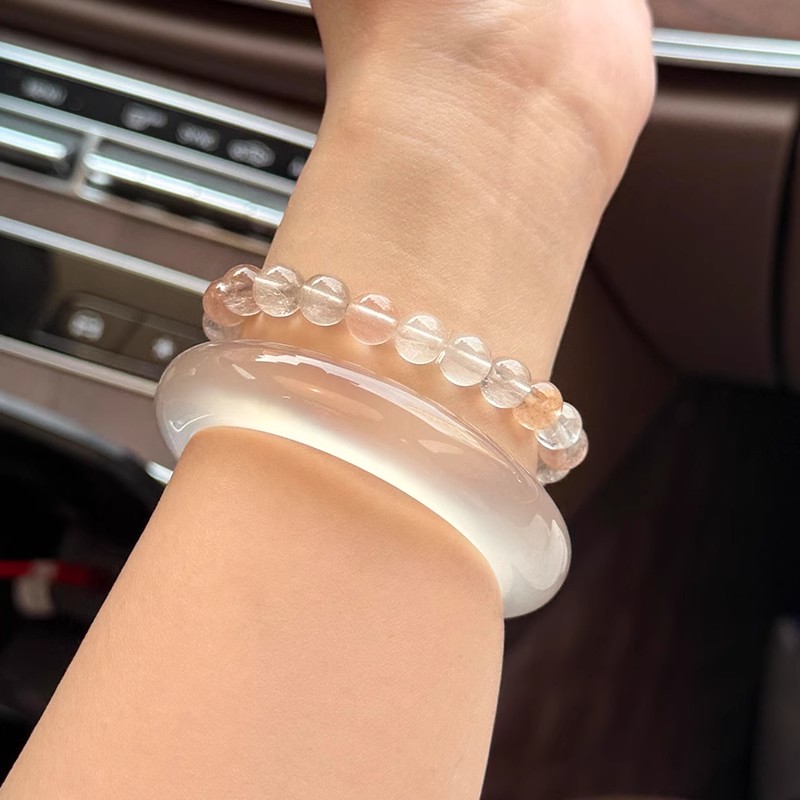 玉长情母亲节礼物高端翡翠飘花玉髓平替手镯子女款贵妃真玉石处理