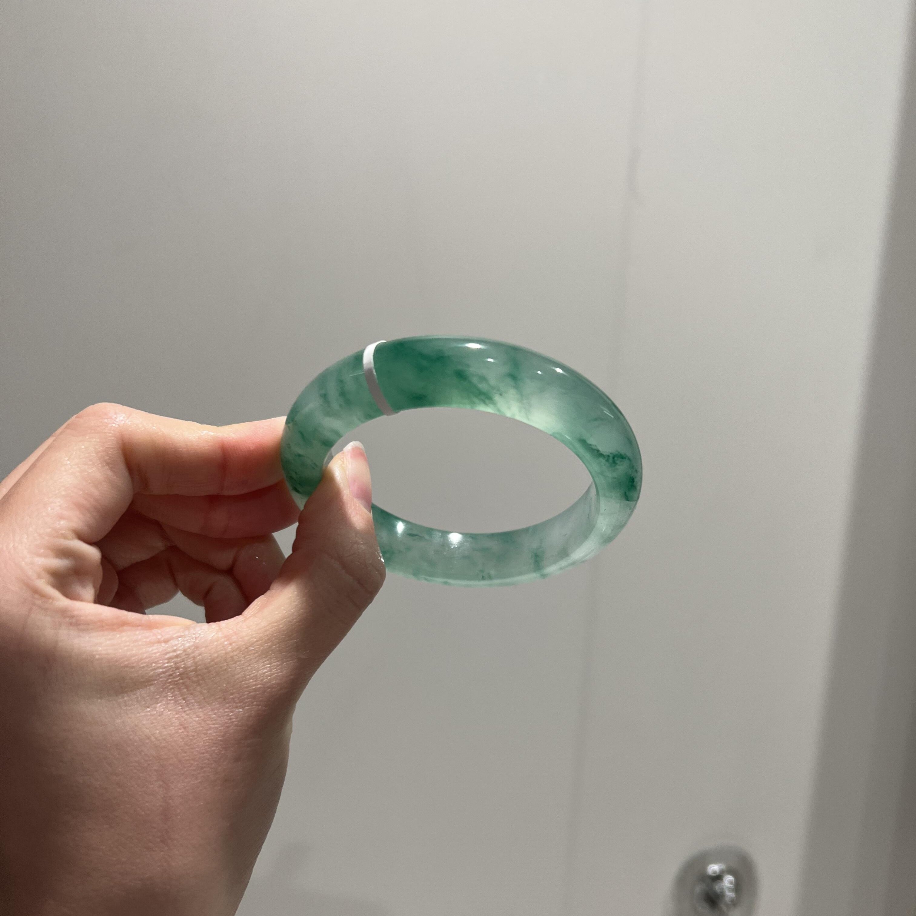 玉长情高端缅甸高冰种飘花翡翠玉手镯子正品女款步离镯真玉石处理