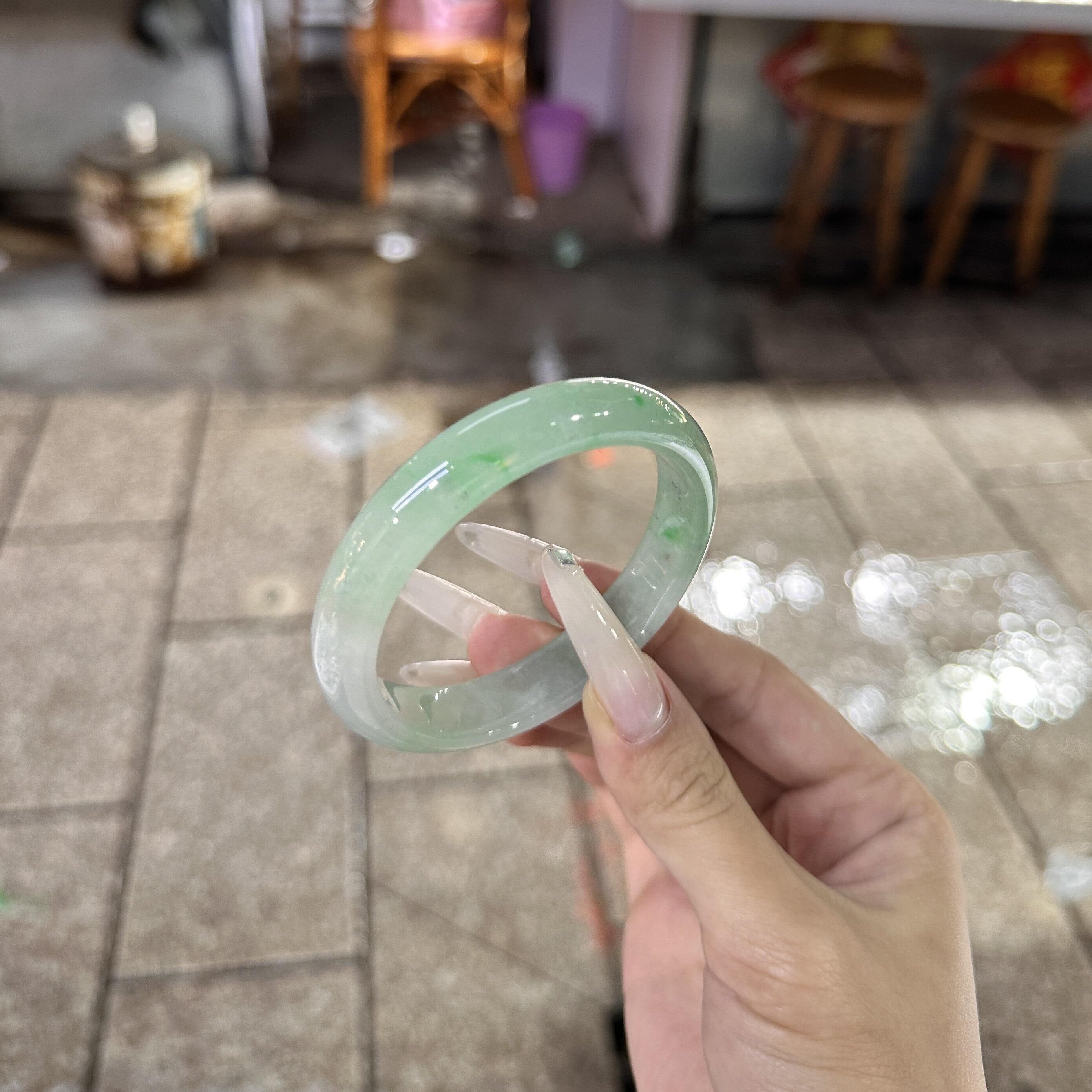 玉长情高端缅甸翡翠老坑纯色冰种冰透飘绿花真玉石正品手镯子处理