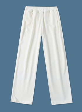 灯芯绒休闲裤 春秋新款外贸女装松紧高腰双口袋纯色条纹长裤33308