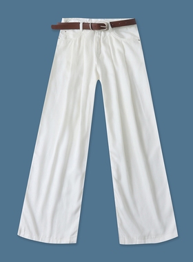 莱赛尔阔腿裤 春夏新款外贸女时尚百搭高腰拉链纽扣休闲长裤33337